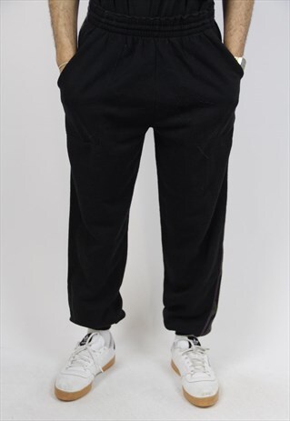 VINTAGE BLACK 90'S PATTERNED TRACKSUIT BOTTOMS