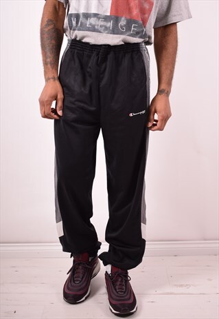 CHAMPION MENS VINTAGE TRACKSUIT TROUSERS LARGE BLACK 90S