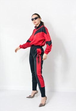 PUMA tracksuit vintage 80's/90's in red black jumpsuit