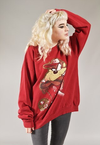 VINTAGE SAN FRANCISCO 49ERS TAZ SWEATSHIRT BURGUNDY