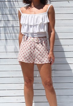 Ckontova y2k stock sugar white/pink floral shorts,baechwear