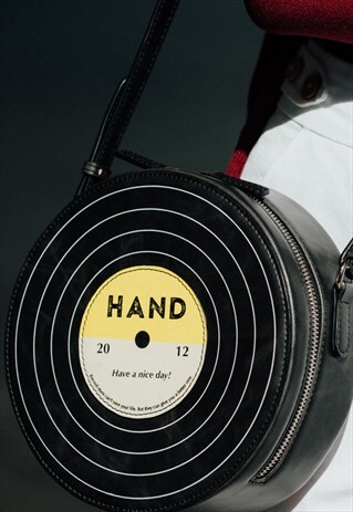 CLASSIC VINYL BAG RETRO STYLE SHOULDER BAG - BLACK/LIME