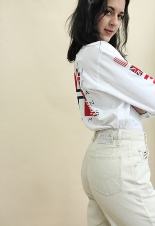 VINTAGE 90'S BEIGE HIS HIGH WASIT JEANS
