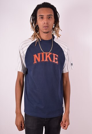 NIKE MENS VINTAGE JERSEY TOP LARGE BLUE 90S