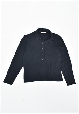 Vintage 90's Prada Polo Shirt Long Sleeve Navy Blue