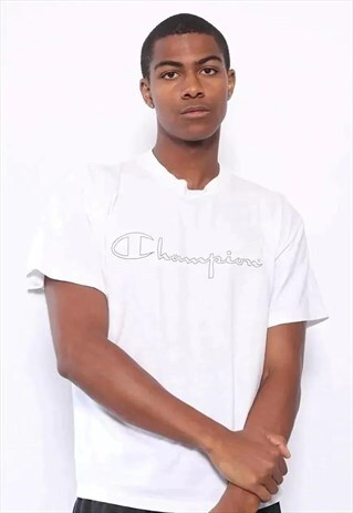VINTAGE CHAMPION BIG LOGO SPELLOUT T-SHIRT WHITE