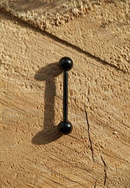 Unisex Stainless Steel Black Nipple and Tongue Piercing