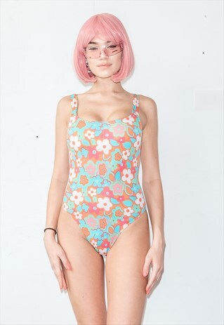 VINTAGE FLOWER PRINT SWIMSUIT