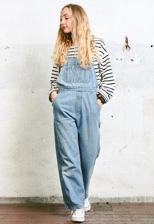 VINTAGE 90S BLUE DENIM OVERALLS DUNGAREES