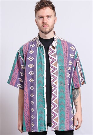 VINTAGE AZTEC PATTERNED SHIRT