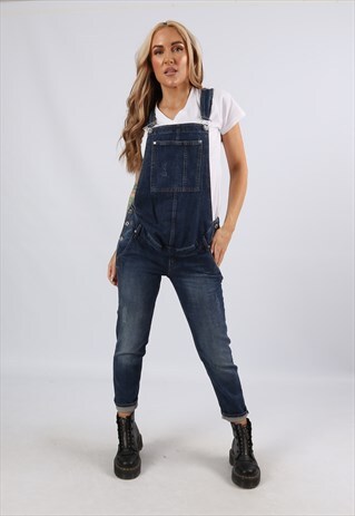 VINTAGE Y2K MATERNITY DENIM DUNGAREES SKINNY 10 S (94DW)