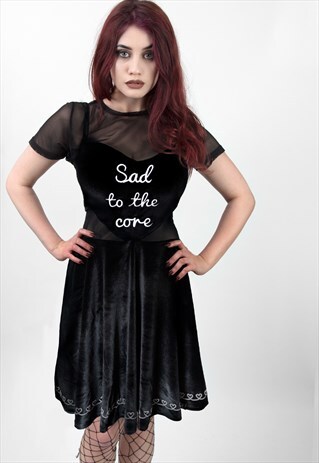 'MARINA' 90S MESH AND VELVET 2-IN-1 GRUNGE DRESS