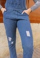 BLUE PINSTRIPE LONG DUNGAREES