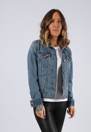 DENIM JACKET GAP FITTED VINTAGE UK 12 (BJ3K)