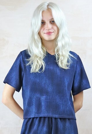 BLUE JEAN SPONGE PRINT BOX TOP