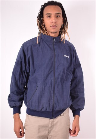ADIDAS MENS VINTAGE JACKET LARGE NAVY BLUE 90S
