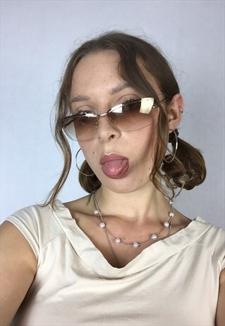 90S/00S/Y2K BROWN TINTED SLIM SUNGLASSES