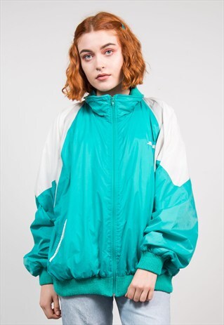 VINTAGE 90'S GREEN SHELL TRACKSUIT JACKET TOP