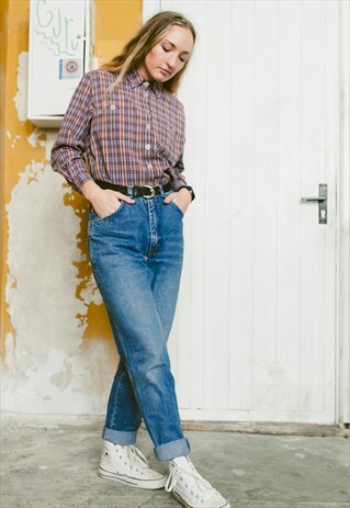 VINTAGE 90S GRUNGE CHECK PRINT SHIRT