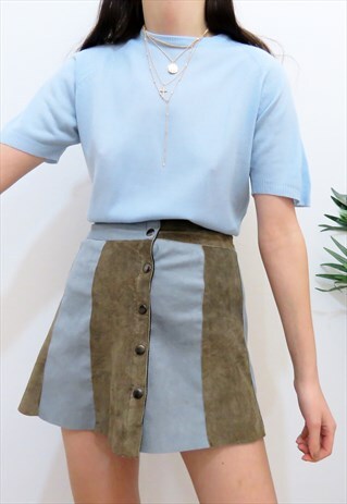 RETRO 90S VINTAGE LIGHT BLUE PASTEL JUMPER TOP BLOUSE