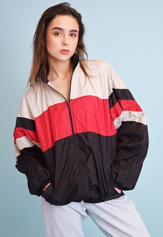 90'S RETRO ATHLEISURE SPORTS OVERSIZED BOMBER JACKET TOP