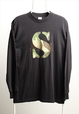 Vintage Stussy Crewneck Script Top Black 