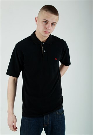 00S BURBERRY LONDON BLACK POLO WITH NOVA CHECK SHIRT