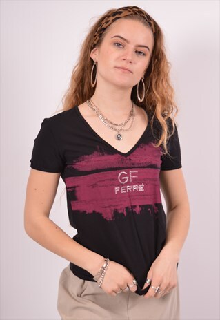 VINTAGE FERRE T-SHIRT TOP BLACK