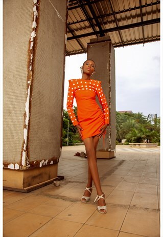M X M CH. 1 POLKA DOT RUCHED DRESS