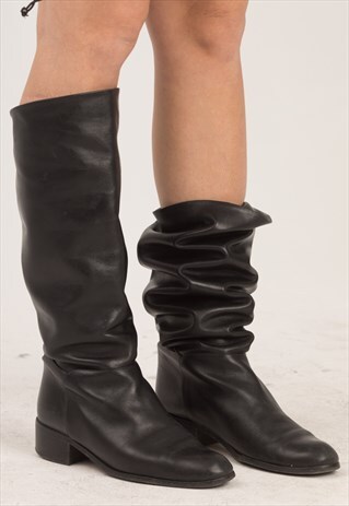 VINTAGE BLACK LEATHER SANDRA BOOTS