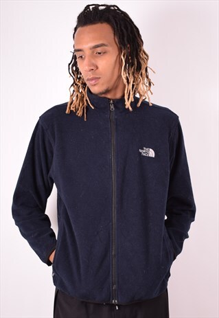 THE NORTH FACE MENS VINTAGE FLEECE JACKET LARGE NAVY 90S