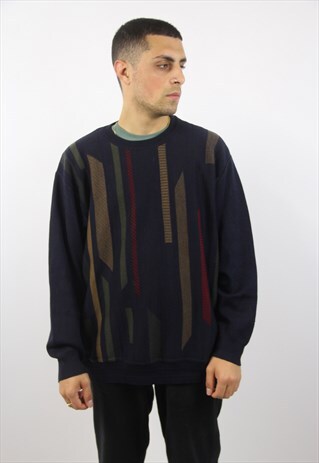 VINTAGE NAVY PATTERNED JUMPER