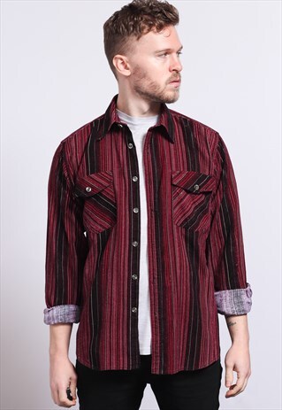VINTAGE CORDUROY CORD STRIPED SHIRT