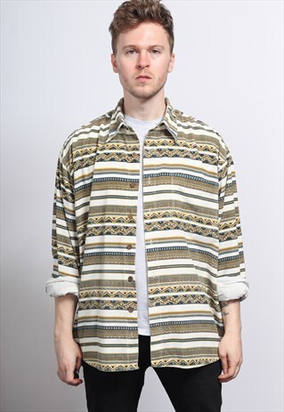 VINTAGE AZTEC CORDUROY CORD SHIRT