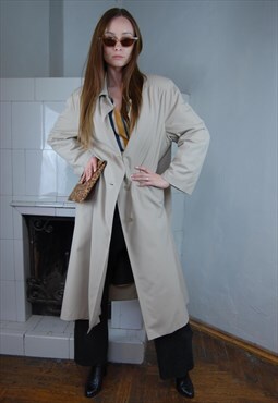 Vintage 90's Light Pastel Long Casual Trench Coat Jacket 