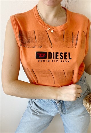 VINTAGE 90S DIESEL LOGO SPORTS T-SHIRT TANK TOP TEE BLOUSE