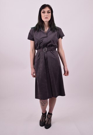 VINTAGE 70'S GREY SHIRT DRESS SIZE 10 12 PREPPY