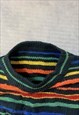 VINTAGE KNITTED JUMPER BRIGHT PATTERNED KNIT SWEATER