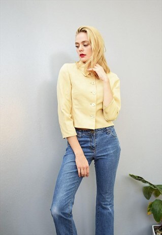 90'S CLASSIC CUT PASTEL MINIMALIST CROPPED DESIGNER JACKET