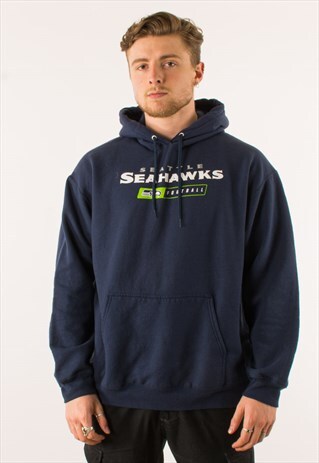 VINTAGE NAVY NFL SEATTLE SEAHAWKS HOODIE PULLOVER XL