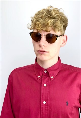 80S UNISEX ROUND BROWN SUNGLASSES
