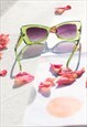 TRANSPARENT GREEN CHUNKY TRIANGLE CAT EYE SUNGLASSES