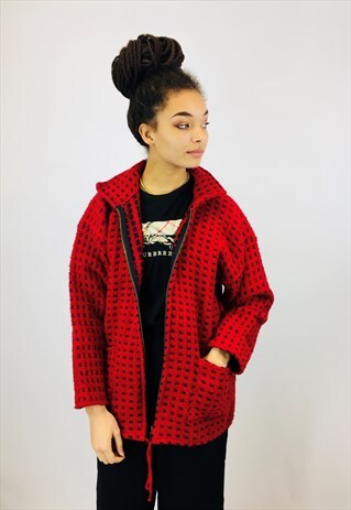VINTAGE 80S WOOL RED COAT