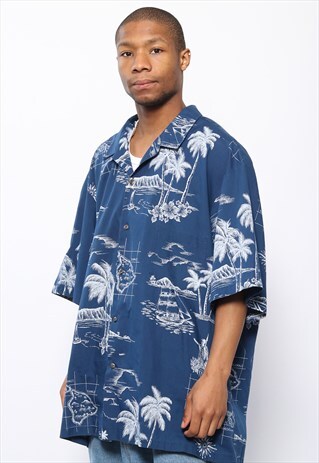 VINTAGE HAWAIIAN SHIRT BLUE