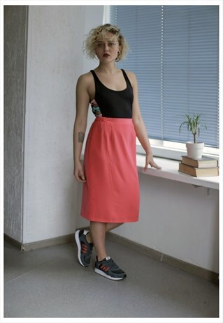 VINTAGE 80'S MIDI CORAL STRAIGHT SKIRT