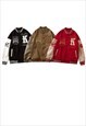 COLLEGE BASEBALL VARSITY JACKET FAUX LEATHER MA-1 BOMBER 
