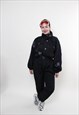 BLACK ONE PIECE SKI SUIT, RETRO WOMEN SNOW SUIT VINTAGE 