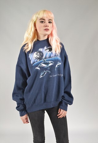 VINTAGE WASHINGTON ORCA WHALE SWEATER