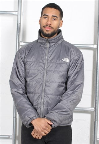 dark grey north face puffer