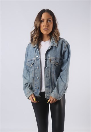 VINTAGE DENIM JACKET OVERSIZED FITTED UK 14 LARGE (GBCM)